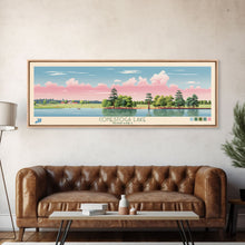 Cargar imagen en el visor de la galería, Conestoga Lake Nebraska Framed Canvas Print, Pop Art Panoramic Travel Poster, Midcentury Modern, Wall Art, Scenic Nature Painting, Bedroom Decor, Living Room Art