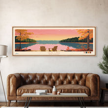 Load image into Gallery viewer, Deal Lake New Jersey Framed Canvas Print, Midcentury Modern Panoramic Wall Art, Living Room Decor, Pop Art, Travel Poster Art, Scenic Nature Painting