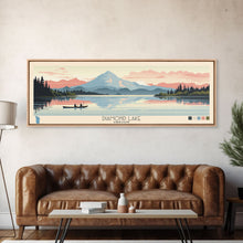 Load image into Gallery viewer, Diamond Lake Oregon Framed Canvas Print, Midcentury Modern Panoramic Wall Art, Bedroom Decor, Pop Art, Travel Poster Art, Scenic Nature Painting