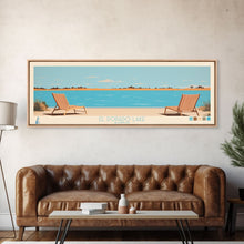 Load image into Gallery viewer, El Dorado Lake Kansas Framed Canvas Print, Panoramic Wall Art, Midcentury Modern, Pop Art, Living Room Art, Travel Poster, Vintage Lake Art