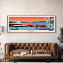 Cargar imagen en el visor de la galería, Fish Lake Utah Framed Canvas Print, Panoramic Art, Midcentury Modern, Pop Art, Living Room Wall Art, Travel Poster, Nature Painting, Home Decor