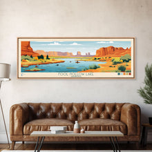 Carregar imagem no visualizador da galeria, Fool Hollow Lake Arizona Framed Canvas Print, Panoramic Art, Midcentury Modern, Pop Art, Living Room Decor, Travel Poster, Lake Painting, Wall Art