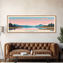 Carregar imagem no visualizador da galeria, Glendo Reservoir Wyoming Framed Canvas Print, Panoramic Art, Midcentury Modern, Pop Art, Bedroom Decor, Travel Poster, Nature Painting, Home Decor