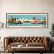 Load image into Gallery viewer, Trophy Lakes, South Carolina Framed Canvas Print, Lake House Decor, Midcentury Modern Art, Pop Art, Travel Poster, Living Room Wall Art