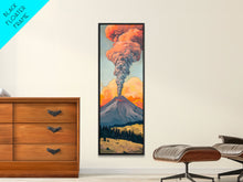 Load image into Gallery viewer, Colorful Volcano Eruption Printed on Framed Canvas, Vertical Landscape Art Print, Mountain Wall Art, 3D Canvas Art, Vertical Office Art