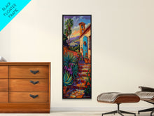 Cargar imagen en el visor de la galería, Contemporary Tuscan Style Oil Painting, Sunset Painting Framed and Printed on Canvas, Spanish Art, Living Room Wall Art Print, Mountain Art