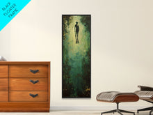 Carregar imagem no visualizador da galeria, Abstract Canvas Painting of Underwater Diver, Modern Framed Wall Art, Dark Wall Art for Living Room, Tall and Narrow Wall Art Print