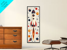 Load image into Gallery viewer, Art Deco Rocket Ship Atomic Age Wall Art, Retro MCM Inspired Framed Canvas Print, Mid-century Modern Nursery Decor