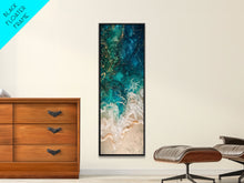 Carregar imagem no visualizador da galeria, Abstract Ocean Waves Art - Framed Canvas Print, Farmhouse Art, Boho Art, Skinny Art, Tall Art, Living Room Decor, Coastal Wall Art for Home Decor