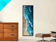 Carregar imagem no visualizador da galeria, Aerial Ocean View Art - Framed Canvas Print, Farmhouse Art, Boho Art, Skinny Art, Tall Art, Living Room Decor, Beach Wall Art for Home Decor