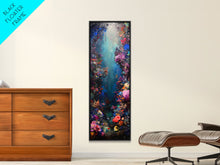 Load image into Gallery viewer, Deep Sea Adventure with Colorful Coral Reefs, Skinny and Tall Art, Stunning Framed Canvas Print, Underwater Landscape Wall Art