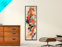 Load image into Gallery viewer, Majestic Red Dragon Soars Skinny Art Tall Art Japanese Ukiyo-e Inspired Mythical Creature Framed Canvas Print