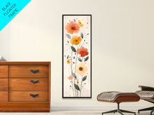 Load image into Gallery viewer, Delicate Poppy Flowers Skinny Art Tall Art Japanese Ukiyo-e Inspired Floral Print Framed Canvas Wall Art