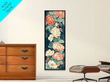 Load image into Gallery viewer, Delicate Peony Blossoms in Soft Pastel Hues on Japanese-Inspired Tall Vertical Canvas Print for Elegant Floral Decor