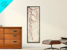 Load image into Gallery viewer, Cherry Blossoms, Full Bloom, Japanese Art, Skinny Art, Tall Art, Framed Canvas Print, Ukiyo-e Style