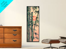 Carregar imagem no visualizador da galeria, Framed Canvas Print Of Bamboo Stalks And Red Sun, Traditional Japanese Style Wall Art Ready To Hang For Asian Inspired Decor