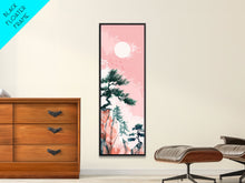Carregar imagem no visualizador da galeria, Ethereal Reeds In Windy Meadow Blush Tones Skinny Art Tall Art Framed Canvas Print Japanese Style Art Ukiyo-e Art Wood Block Print Nature