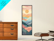 Carregar imagem no visualizador da galeria, Abstract Sunset Over Rolling Hills, Japanese Art-Inspired Tall Framed Canvas Print for Wall Art