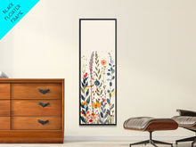 Cargar imagen en el visor de la galería, Colorful Wildflowers Whimsical Arrangement Set Against Light Background Tall Framed Canvas Print Brightening Any Space