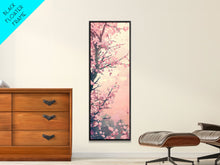 Load image into Gallery viewer, Beautiful Cherry Blossoms Blooming On Tree Branch Against Soft Pastel Background Captured Tall Framed Canvas Print Floral Home Decor