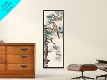 Carregar imagem no visualizador da galeria, Canvas Print Sparrow Perched On Pine Tree Branch, Subtle And Serene Japanese Nature Scene For Tranquil Home Decor, Wall Decoration