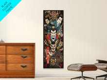 Cargar imagen en el visor de la galería, Fierce Samurai Warriors With Oni Mask Tall Art Ukiyo-e Art Wood Block Print Framed Canvas Print