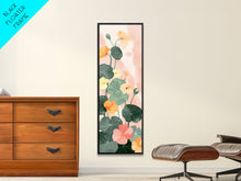 Load image into Gallery viewer, Bright And Colorful Nasturtium Flowers Ukiyo-e Style Tall Skinny Wood Block Japanese Art Framed Canvas Print
