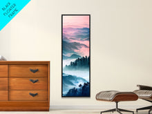 Load image into Gallery viewer, Dreamy Layers Of Misty Mountains At Dawn – Framed Canvas Print Skinny Art And Tall Art, Emphasizing Ukiyo-E Art And Japanese Style Art