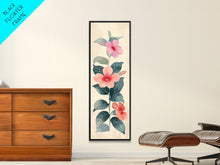 Cargar imagen en el visor de la galería, Floral Bouquet With Pink And Red Flowers - Skinny Art Tall Art Framed Canvas Print Japanese Style Art Ukiyo-e Art