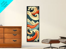 Carregar imagem no visualizador da galeria, Abstract Wave Pattern With Vibrant Colors - Skinny Art Tall Art Framed Canvas Print Japanese Style Art Ukiyo-e Art