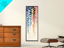 Cargar imagen en el visor de la galería, Colorful Leaves Hanging From Branches - Skinny Art Tall Art Framed Canvas Print Japanese Style Art Ukiyo-e Art