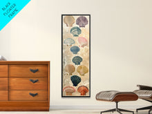 Cargar imagen en el visor de la galería, Colorful Shells On Textured Background Skinny Art Wood Block Print Japanese Style Art Framed Canvas Print Tall Art Ukiyo-e Art