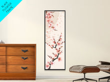 Cargar imagen en el visor de la galería, Cherry Blossom Branches On Canvas In Japanese Ukiyo-e Style, Traditional Woodblock Print, Framed Canvas Print, Tall Skinny Japanese Wall Art, Ready To Hang