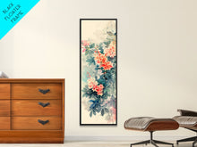 Carregar imagem no visualizador da galeria, Azalea Blossoms Skinny Art Tall Art Japanese Ukiyo-e Inspired Floral Framed Canvas Print for Elegant and Timeless Decor