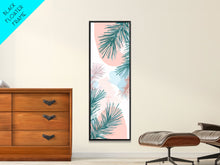 Load image into Gallery viewer, Elegant Pine Branches on Soft Pastel Background - Skinny Art, Japanese Wall Decor, Framed Canvas Print, Ukiyo-e Style