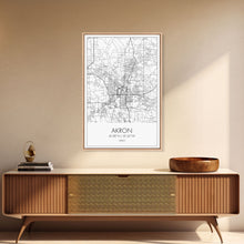 Carregar imagem no visualizador da galeria, Akron Street Map, Akron Map, Map Wall Art, Office Wall Art, City Map Print, Minimalist, Modern Art, Wall Art, Canvas Print, Canvas Wall Art