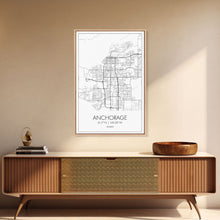 Load image into Gallery viewer, Anchorage Street Map, Alaska Map, City Map Wall Décor, Adventure Wall Art, Minimalist, Modern Art, Wall Art, Canvas Print, Canvas Wall Art