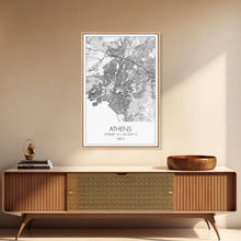 Load image into Gallery viewer, Athens Street Map, Greece Map, Travel Wall Art, Friendship Gift, Bedroom Art, Minimalist Art, Wall Art, Canvas Print, Canvas Wall Art