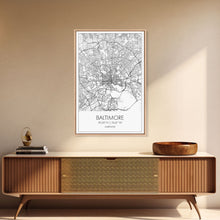 Carregar imagem no visualizador da galeria, Baltimore Street Map, Maryland Map, City Wall Art, Travel Print, Bedroom Print, Modern Art, Wall Art, Canvas Print, Canvas Wall Art