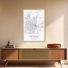 Carregar imagem no visualizador da galeria, Fayetteville Street Map, North Carolina Map, City Map Art, Minimalist Art, Wall Art, Canvas Print, Travel Wall Print, Wanderlust Gift