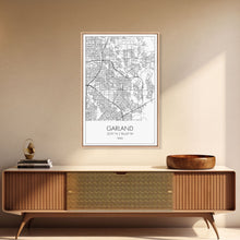 Load image into Gallery viewer, Garland Street Map, Texas Map, City Map Art, Minimalist Art, Wall Art, Canvas Print, Black And White Map, Travel Wall Art, Gift For Her