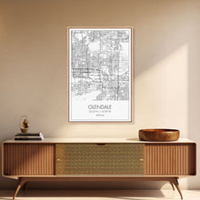 Carregar imagem no visualizador da galeria, Glendale Street Map, Arizona Map, City Map Art, Minimalist Art, Wall Art, Canvas Print, Black And White Map, Above Bed Art, Wanderlust Gift