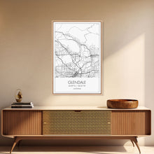Carregar imagem no visualizador da galeria, Glendale Street Map, California Map, City Map Art, Minimalist Art, Wall Art, Canvas Print, Black And White Map, Gifts For Him, Travel Art