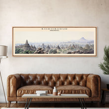 Load image into Gallery viewer, Borobudur Travel Poster Print, Framed Canvas Print, COUNTRY Travel Art, Wood Framed Art, Wall Hanging, Home Decor