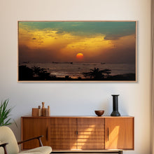 Carregar imagem no visualizador da galeria, Canvas Print, Tropical sunset over the ocean, beach art, island life, living room wall art, guest room wall art