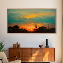 Load image into Gallery viewer, Cloudy sunset canvas print, sunset art, California Highway art, living room wall art, guest room wall art