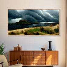 Carregar imagem no visualizador da galeria, A Thunderstorm at night over the lake, canvas print, rain storm over a lake, cool wall art, unique wall art, ready to hang canvas