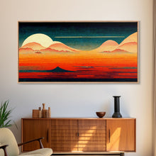 Carregar imagem no visualizador da galeria, Art Deco Sunset, Desert Dunes, Canvas Print ready to hang wall art, cool wall art