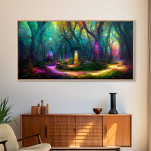 Carregar imagem no visualizador da galeria, Fantasy wall art, canvas print, magical forest, fantasy landscape art, ready to hang wall art