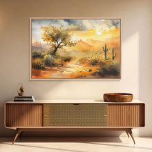 Load image into Gallery viewer, Desert Landscape Watercolor Painting, Wood Framed Canvas Print, Utah Desert Painting, Metal Print, Farmhouse Decor